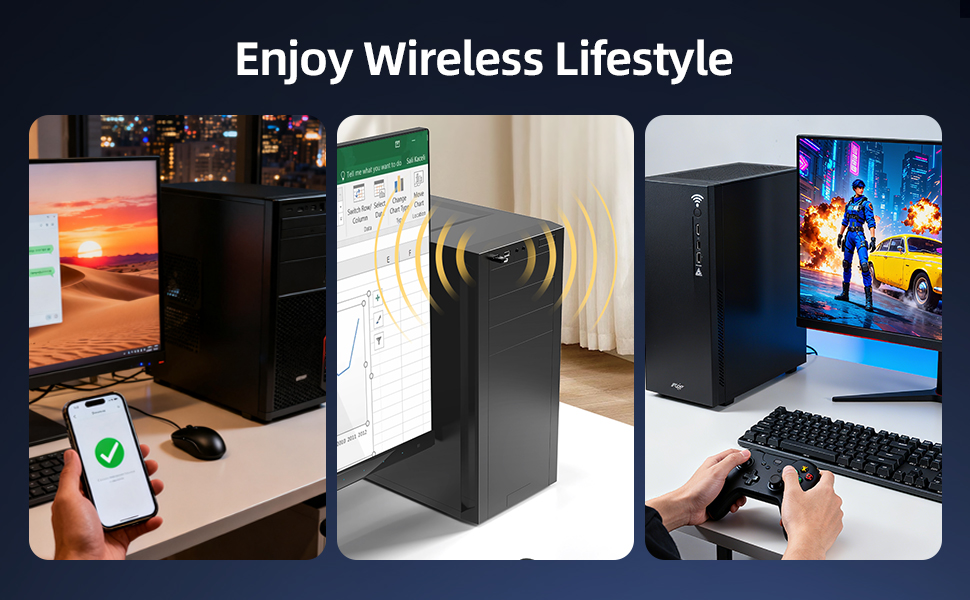 USB Bluetooth Adapter for PC Bluetooth 5.4 Dongle Receiver, Plug & Play Bluetooth 5.4 Adapter