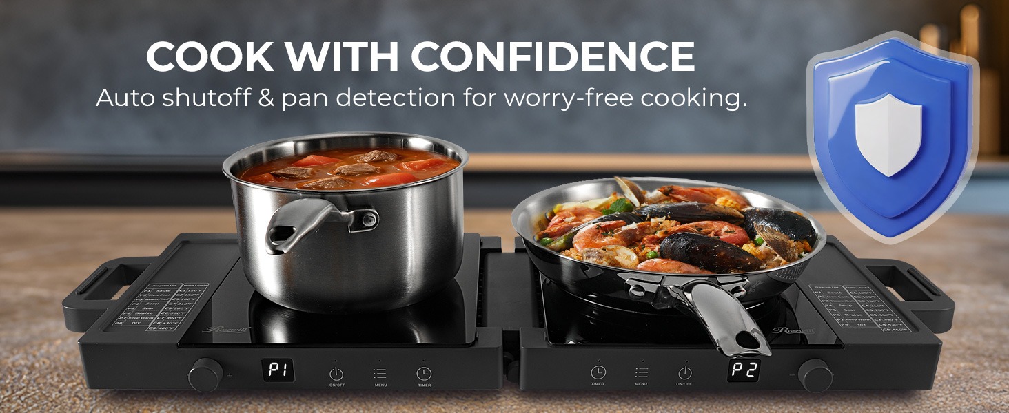 Rosewill RHAI-25002BK Foldable Dual Induction Cooktop Burner