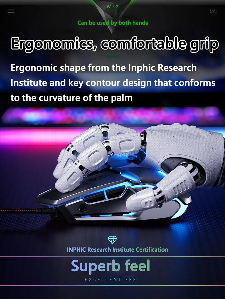 Gaming Mouse, USB Wired Gaming Mice, Silent Competition Mouse New Metal Style 6-Buttons, Silent Clic