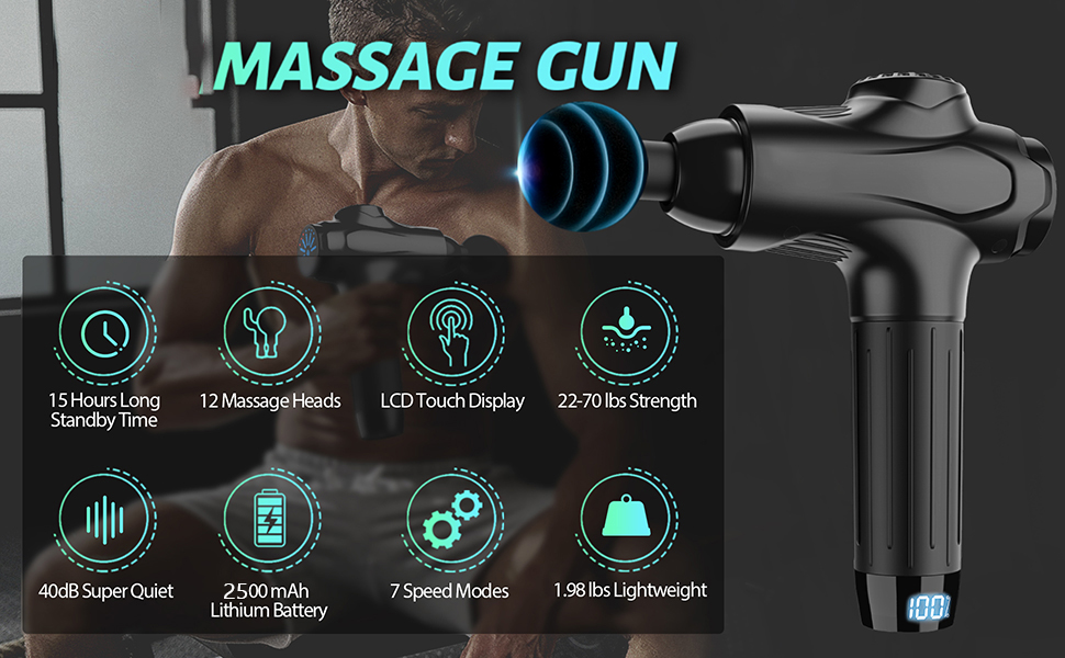 Massage Gun Deep Tissue Muscle Massager, Percussion Massage Gun for Pain  Relief, Portable Quiet Handheld Relaxation Electric Sport Massager (Gray) 