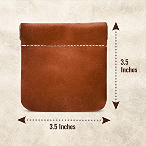 Genuine Leather Squeeze Coin Purse, Pouch Made IN U.S.A. Change Holder For  Men/Woman Size 3.5 X 3.5 
