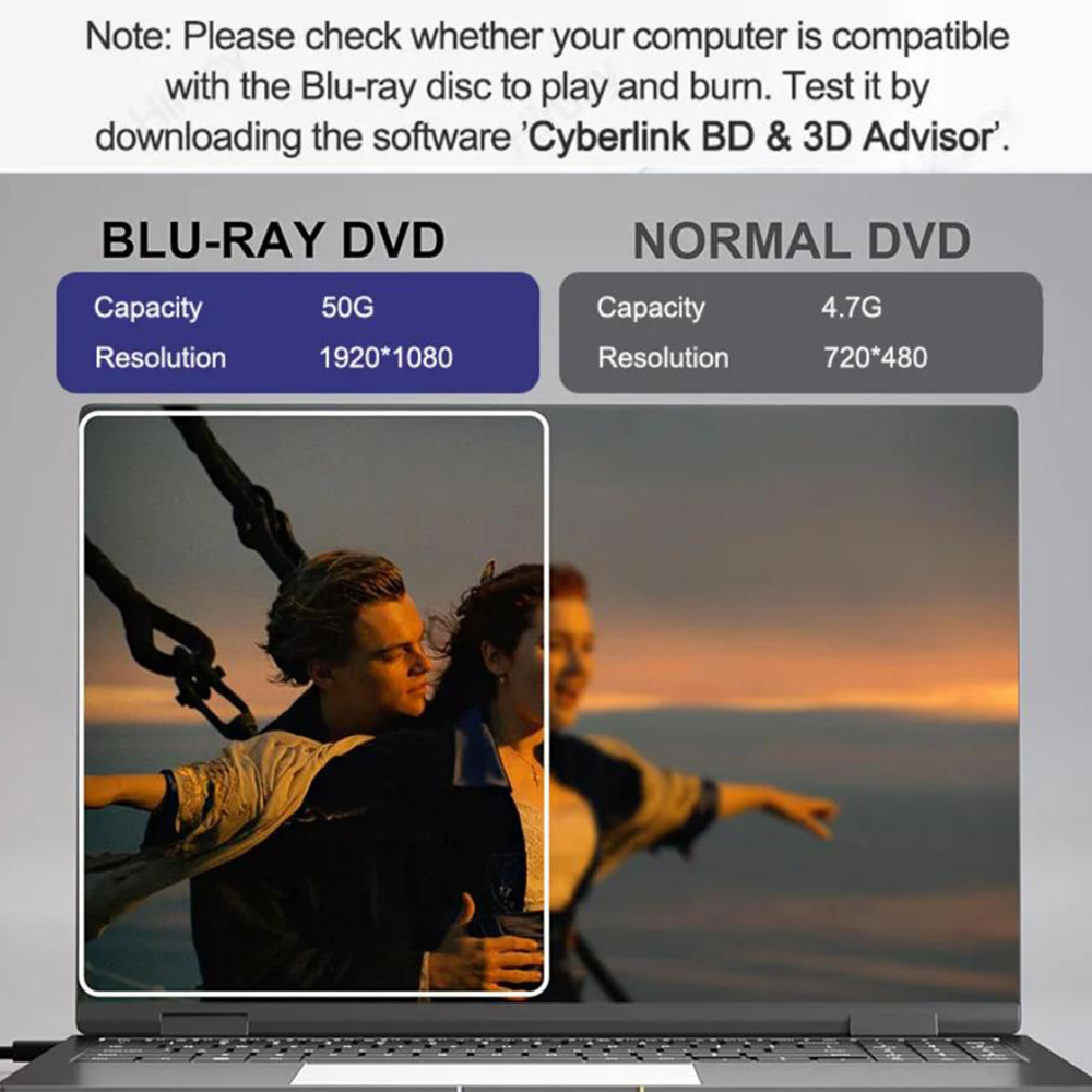 Note --- This external Blu-ray drive supports 3D playback, providing you with lifelike clarity that