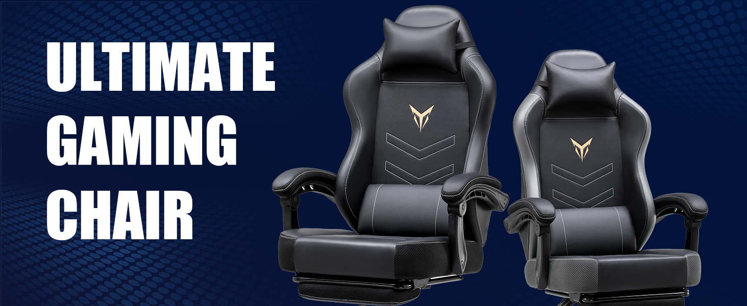 Gaming Chair with Foot Rest, PC Computer Game Chair for Adults, Ergonomic High Back Home Office Desk