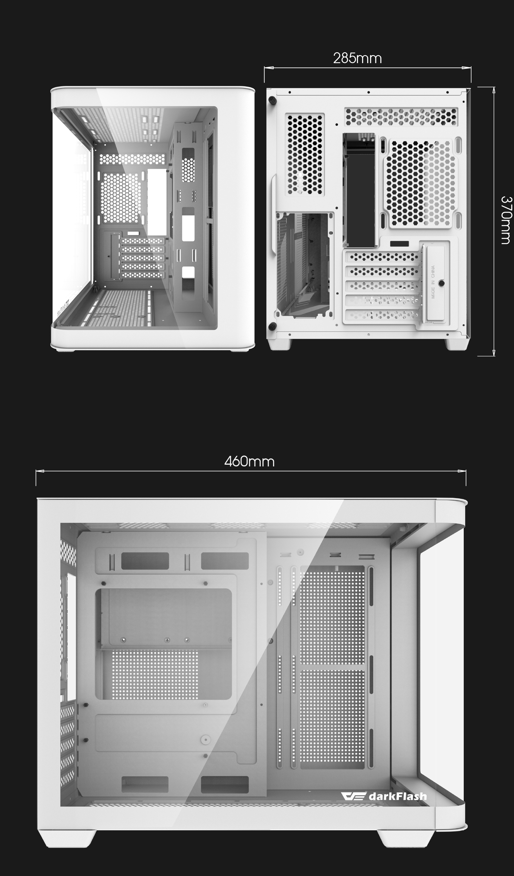 darkFlash DPW90M,Micro-ATX PC Gaming Case,3×Pre-Installed ARGB PWM Fans,Panoramic Dual Curved Temper