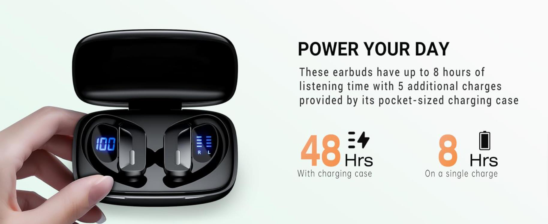 Sport Wireless Earbuds Bluetooth Headphones 48H Playback Premiun Bass Ear Buds