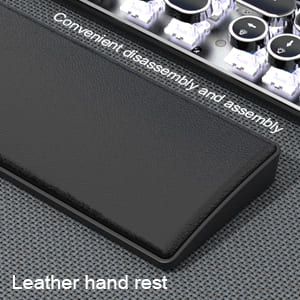 The soft leather hand rest ensures that the keyboard is comfortable to use for long gaming sessions.