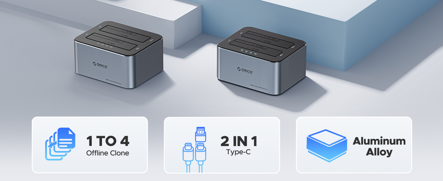 ORICO 100TB USB C to SATA I/II/III 5 Bay External Hard Drive Enclosure Docking Station for 2.5 or 3.