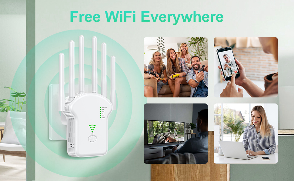 WiFi Extender Signal Booster for Home - Newest Dual Band Internet Extender WiFi Booster Up to 1200Mb