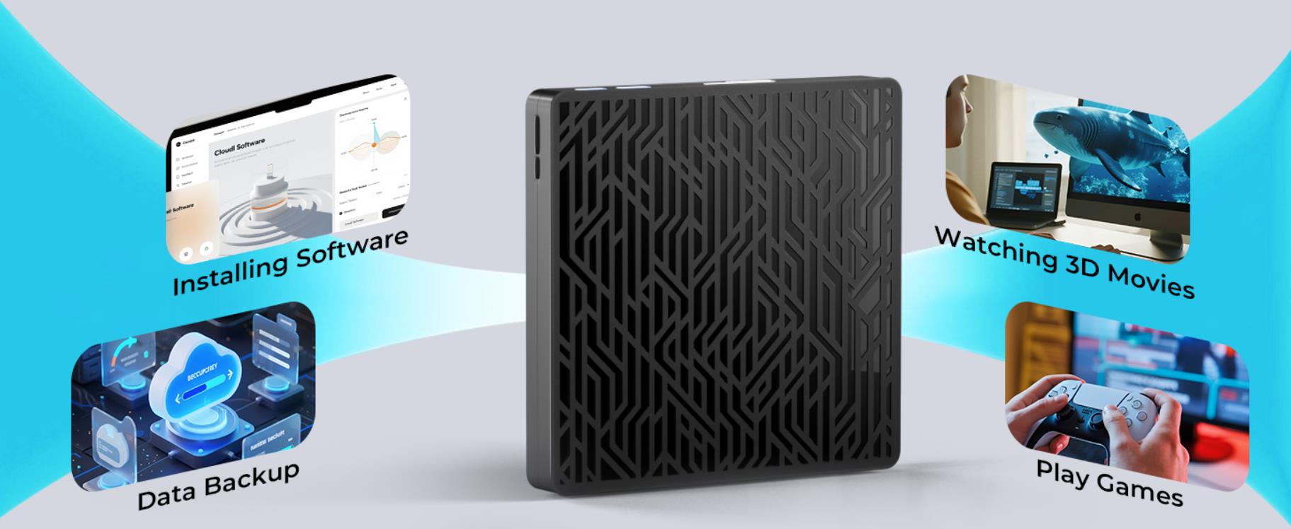 5 in 1 External Blu Ray Drive, External Blu Ray CD DVD Drive, USB 3.0 Type C Portable Blu Ray Burner