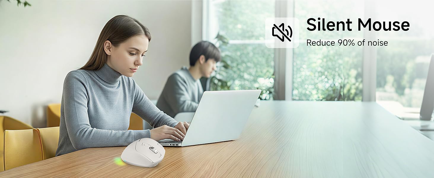 Ergonomic Wireless Mouse, 2.4G & Bluetooth Wireless Mouse for Laptop, Silent Click Dual-Mode