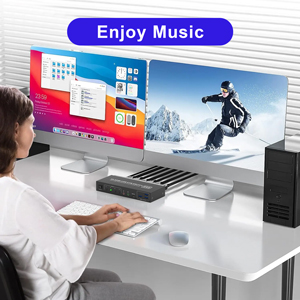 Headphone Jack and Microphone Jack KVM Switch comes with a 3.5mm Audio Jack port with a DAC chip ins