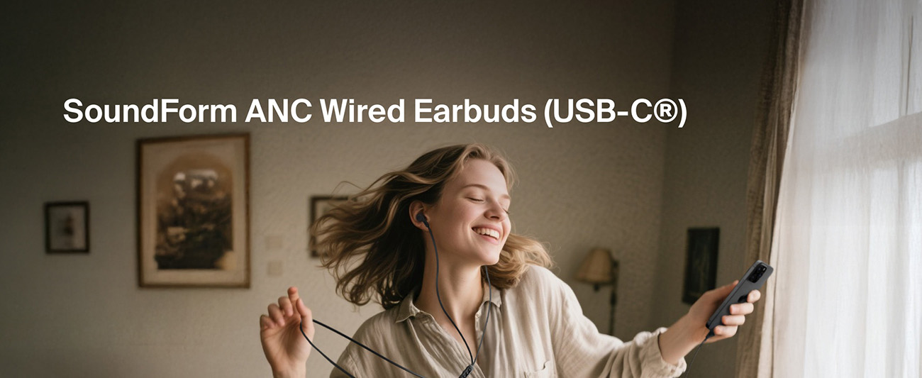 Belkin SoundForm retro-styled Active Noise Cancelling Wired In-ear Earbuds (USB-C)