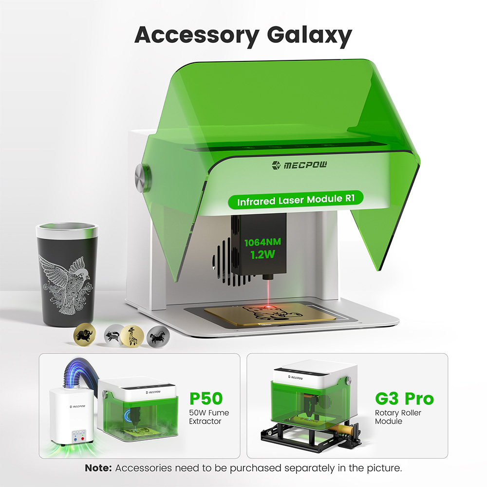 Mecpow M1 Mini Laser Engraver, 5W Laser Cutter Portable Desktop Laser Engraving