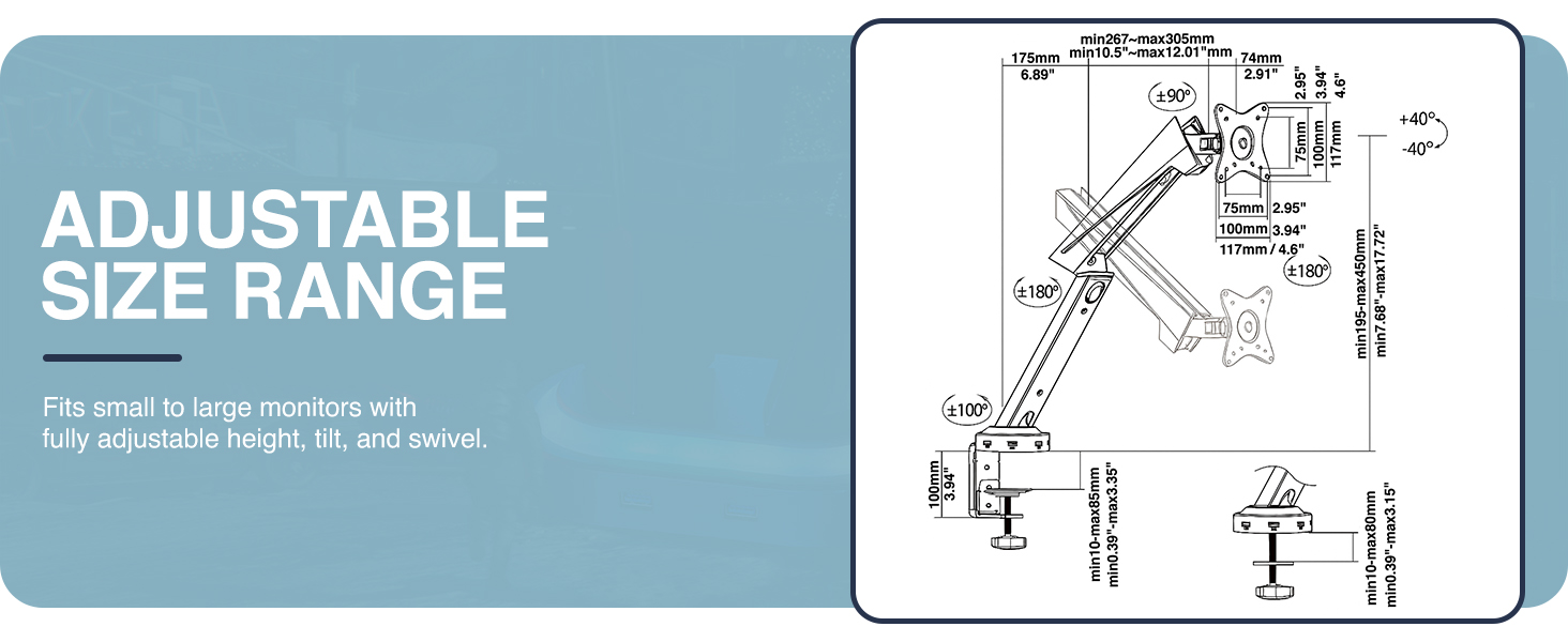 single monitor arm, LED monitor arm, RGB monitor arm, gaming monitor arm, VESA mount, ergonomic