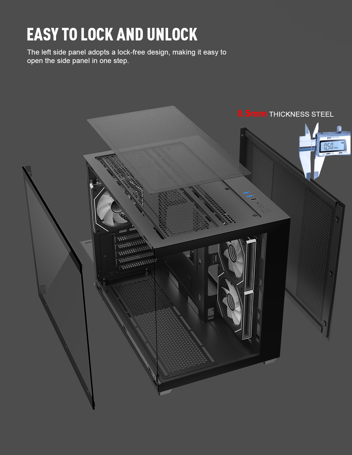 DIYPC ARGB-DC120-TM Black USB3.0 Tempered Glass Micro ATX Gaming Computer Case