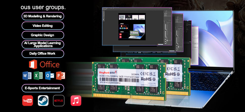 Kingbank 16GB or 32GB 260-Pin DDR4 SO-DIMM DDR4 3200 (PC4 25600) Laptop Memory