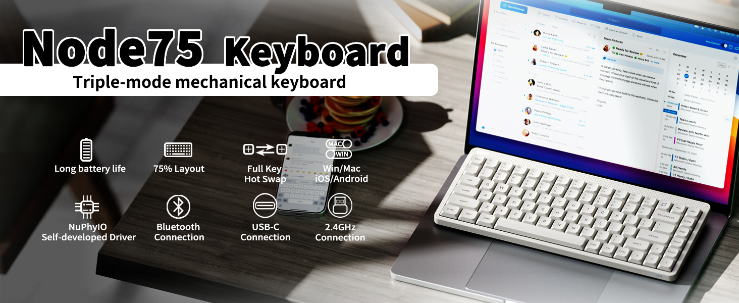 NuPhy Node75 High-Profile Wireless Mechanical Keyboard