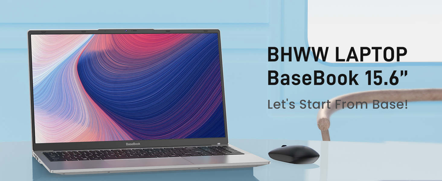BHWW Windows 11 Laptop, 16GB RAM and 512GB SSD, Intel Celeron N5095 Laptop  Computer, BaseBook for Students and Work, 15.6 inch 1080P FHD IPS, Cam  Shelter, WiFi, HDMI, LAN, Type-C, Midnight 