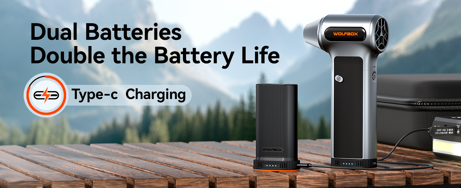 Dual Batteries Double the Battery Life & Type-c Charging