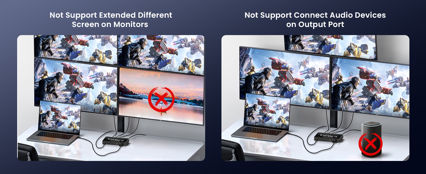 8K@60Hz HDMI Splitter 1 in 4 Out