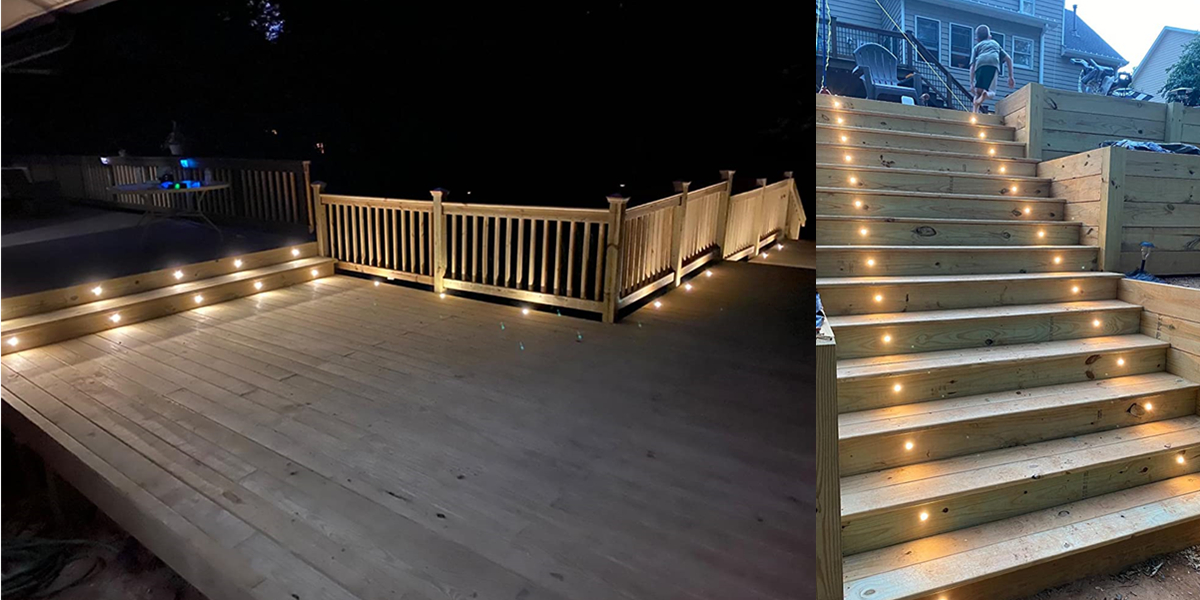 CHNXU LED Deck Step Lights Kit, 20 Pack IP65 Waterproof Landscape Lighting with Transformer, Recessed 12V Low Voltage Outdoor