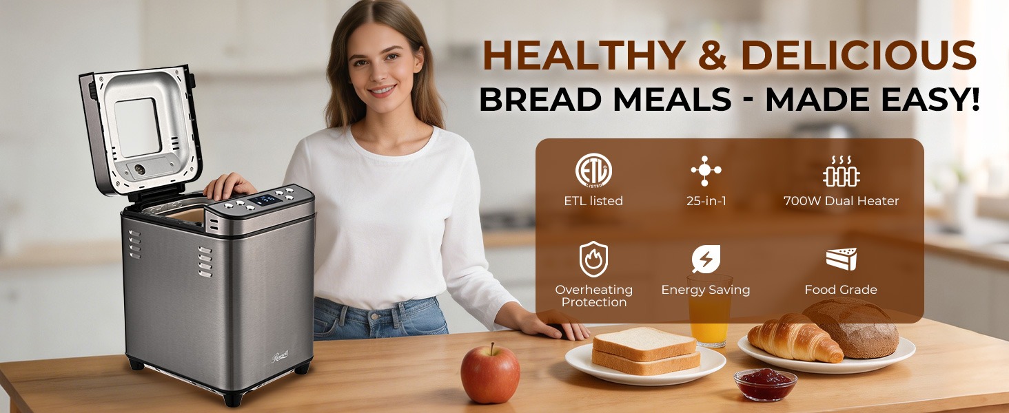 Rosewill 25-in-1 Automatic Bread Maker Machine