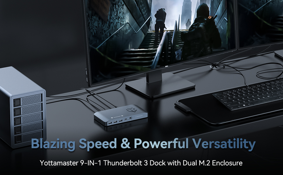 Thunderbolt 3 Dock with Dual M.2 Slot-2800MB/s, Yottamaster Thunderbolt 3  Hub with Cooling Fan- Support Dual 4K Display, 2 Thunderbolt 3, DP, 120W  PD, Ethernet, USBA USBC 10Gbps, Audio [MS5] - Newegg.com