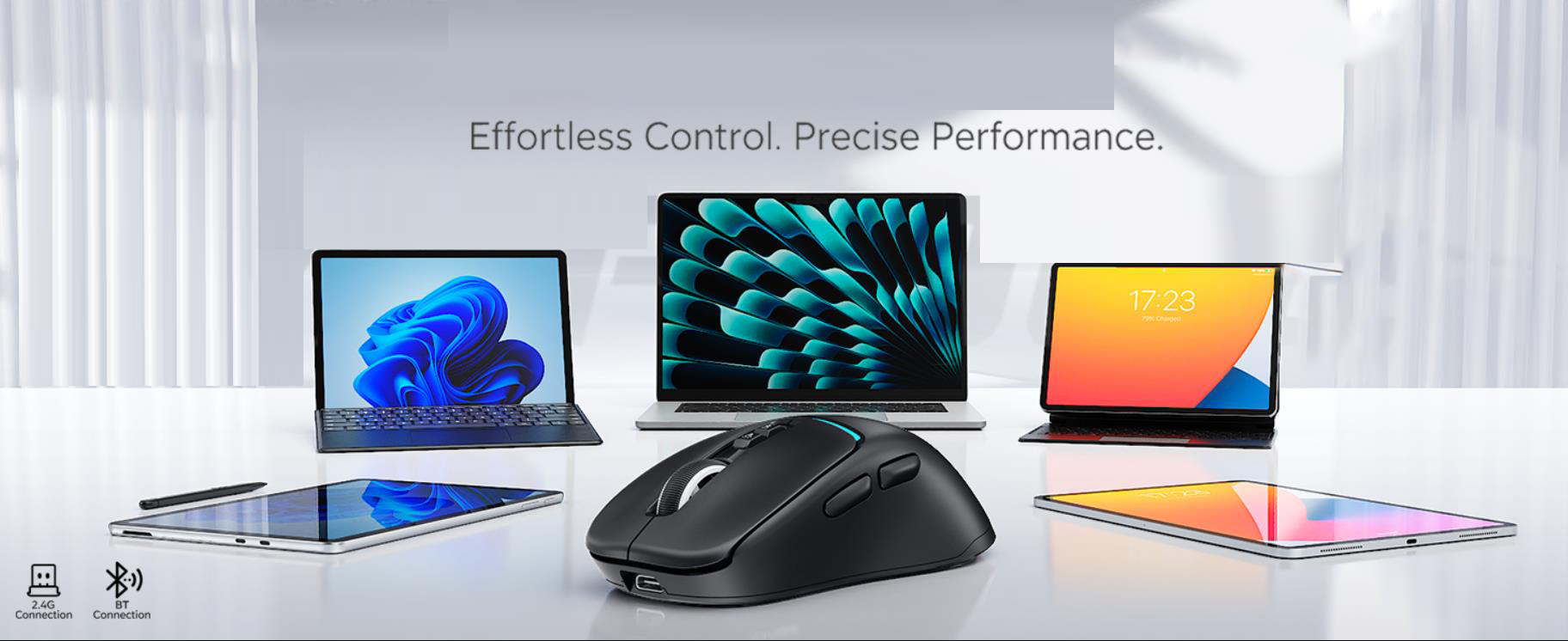 Bluetooth Wireless Mouse Dual Bluetooth & 2.4GHz USB Receiver, 4 DPI Levels