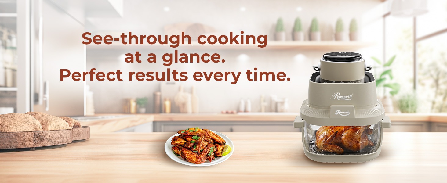 Rosewill 8-in-1 Portable Glass Air Fryer - White