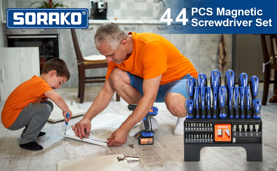 44-Piece Screwdriver Set, SORAKO Magnetic Screwdriver Kit with 