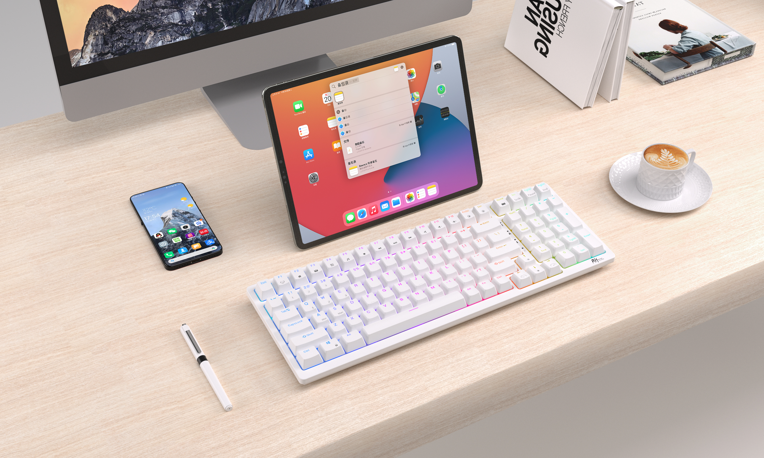 Product Description:  Brand Name:RK Royal Kludge  Product Model:RK98  Keys Number:100  Keyboard Colo