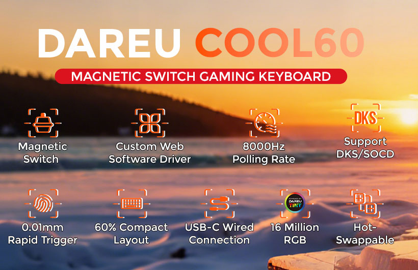 DAREU COOL60 60% Hall Effect Gaming Keyboard