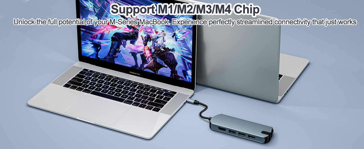 8-in-1 USB C Hub Ethernet Adapter with 4K@60Hz HDMI, 100W PD Charging, 3X USB 3.0 Ports, 1Gbps RJ45,