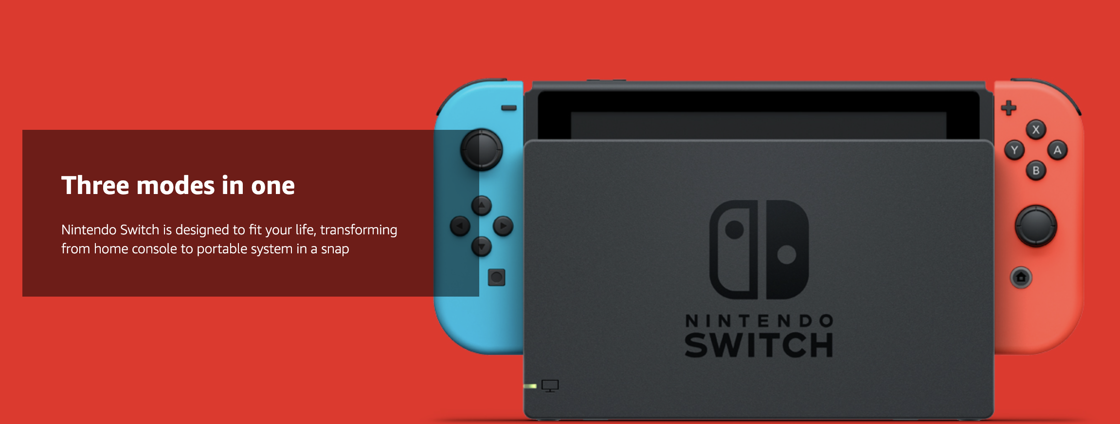 Nintendo Switch With Neon Blue And Neon Red Joy-con