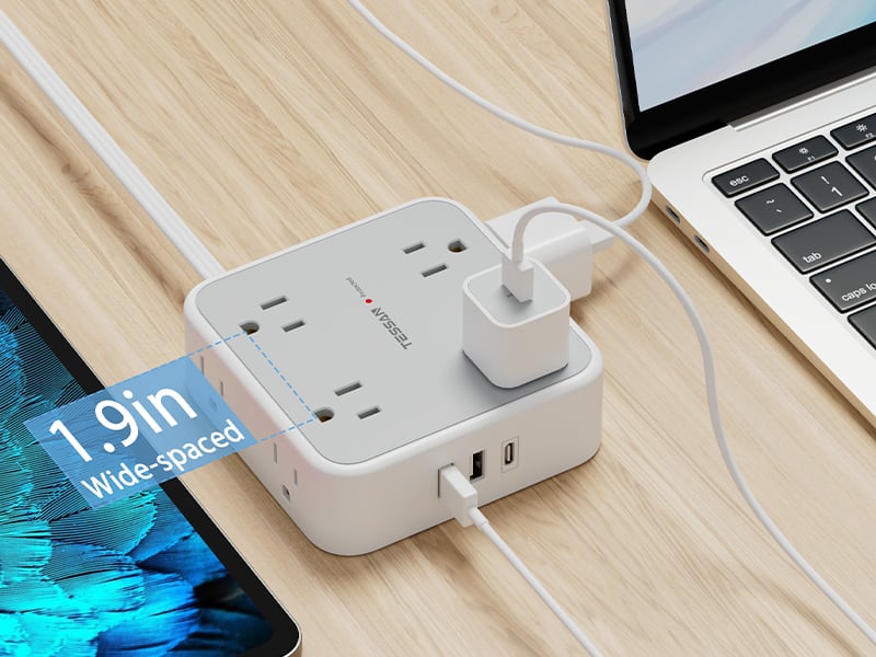 3-Sided & Wide-Spaced Design 11 in 1 Surge Protector Power Strip