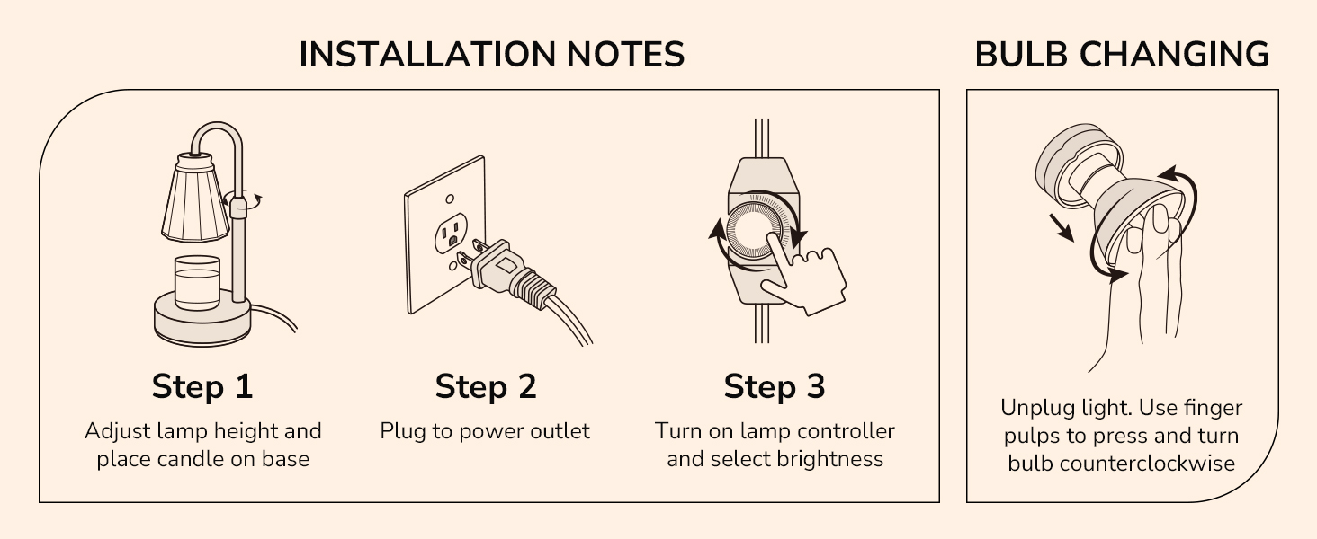 2-Pack Candle Warmer Lamp with Dimmer, Lamp Candle Warmer with 4 Bulbs for  3 Wick Candles, Height Adjustable Candle Melter Light for Scented Wax,  Christmas Gift for Mom, Home Decor, Amber 