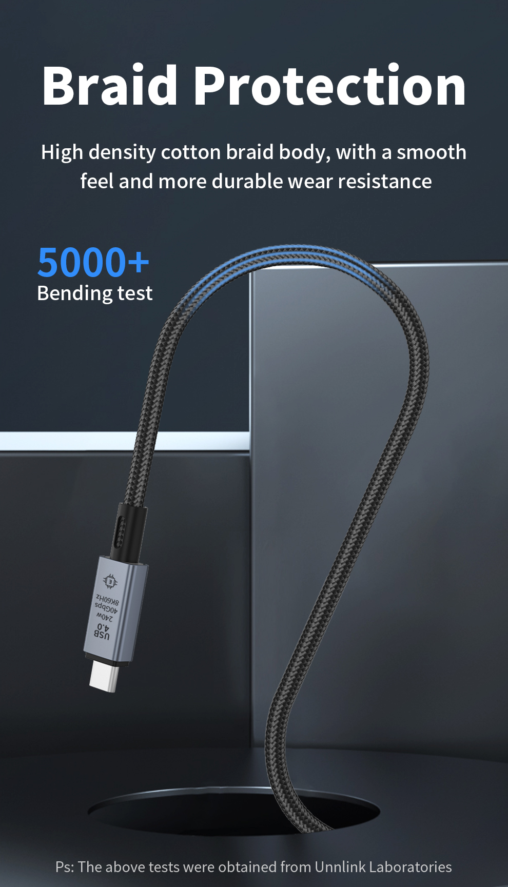 USB 4.0 8K 60HZ 40Gbps 240W Type C Cable