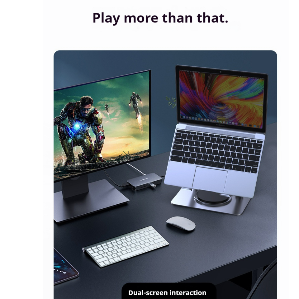 This computer stand works as a raiser to elevate the laptop screen to your eye level and better your