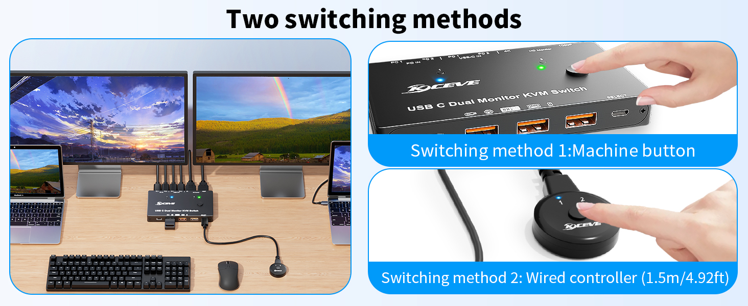 USB C KVM Switch with 10Gbps USB Ports