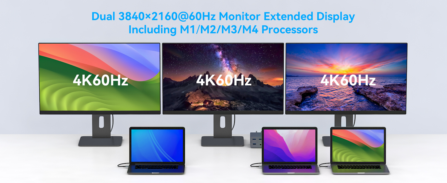 Thunderbolt 4 KVM Switch Docking Station for 3 Monitors 3 Laptops or Macbooks Triple Monitor 4K@60Hz