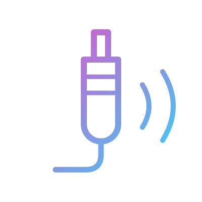 Audio plug with sound waves representing the LINE IN input