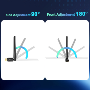 The antenna of the PC Bluetooth adapter rotates 180 degrees to provide better transmitting and recei
