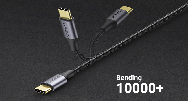 The nylon braided design of the USB A to USB C 3.0 cable as well as its 10,000+ plugging and bending
