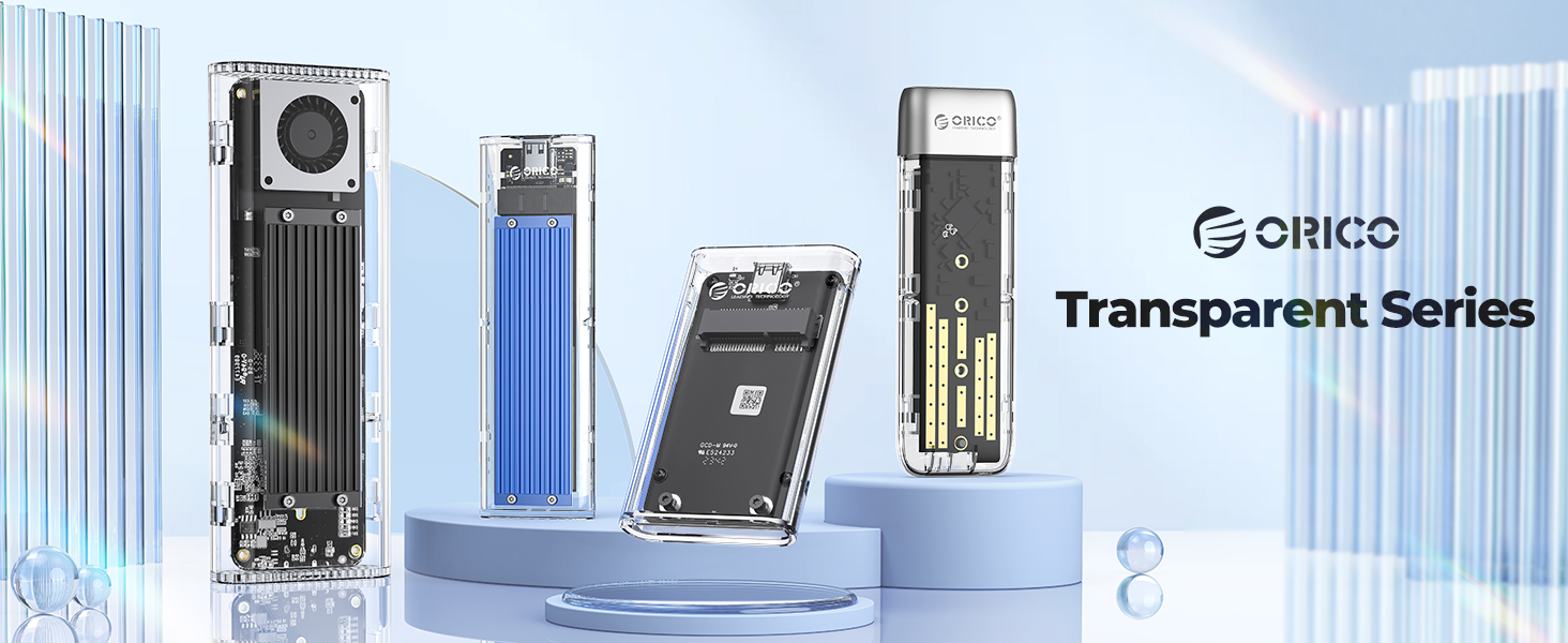 ORICO 5 Gbit/s USB 3.0 mSATA SSD Enclosure, Tool Free Transparent External mSATA 3050 SSD Adapter wi