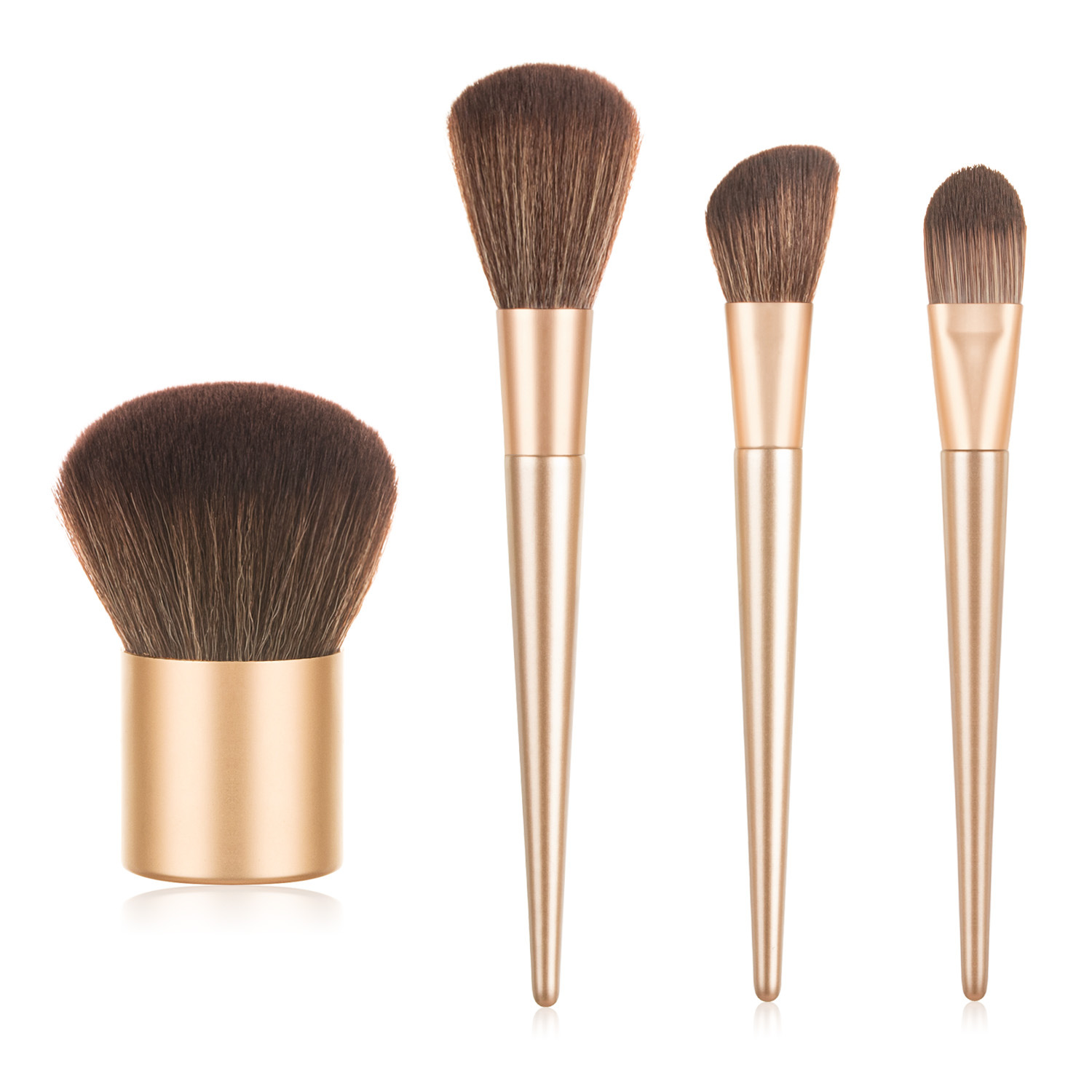 4Pcs Champagne Gold Makeup Brush Set