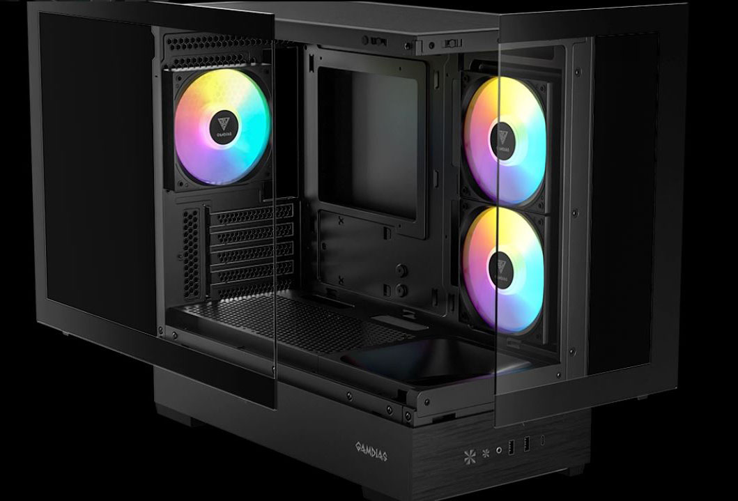 GAMDIAS ATLAS E5M GPU-Airflow Micro-ATX Case & HELIOS P1-650G 650W 80+ Gold PSU Combo Starter Kit