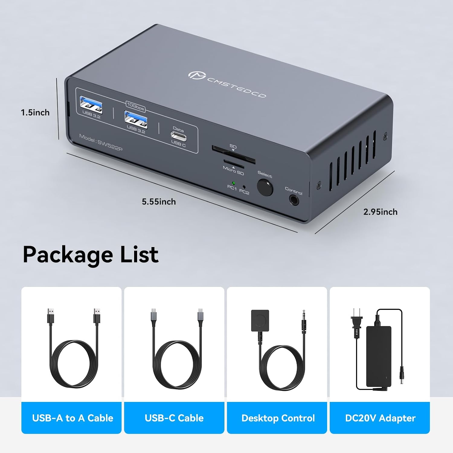 KVM Switch 2 Monitors 2 Computers, KVM Docking Station USB C + HDMI/DP Input with 100W PD, 4K60Hz/4K