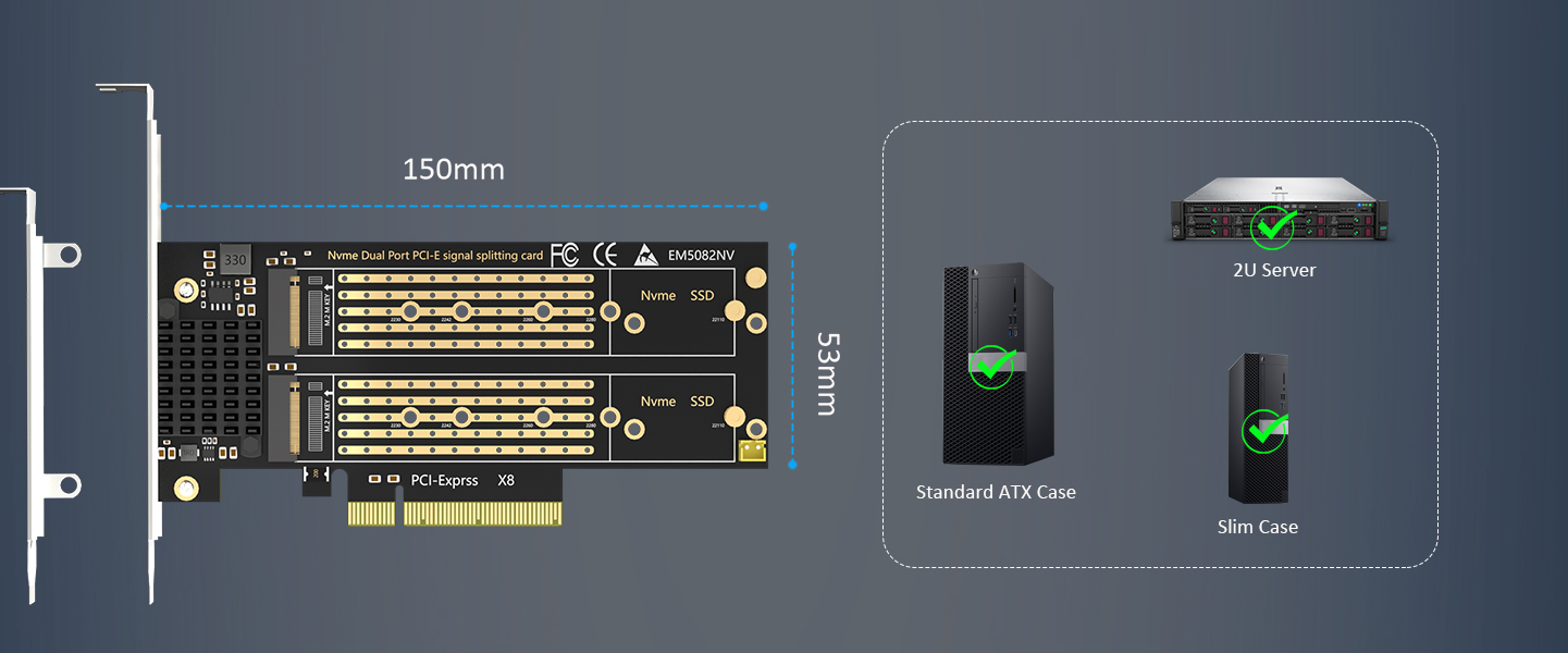 Dual M.2 NVMe to PCIe 4.0 X8