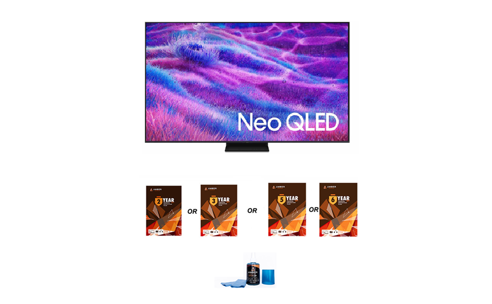 Samsung QN80FA Series TV with Amber Protection Extended Coverage and Amber Screen Cleaner