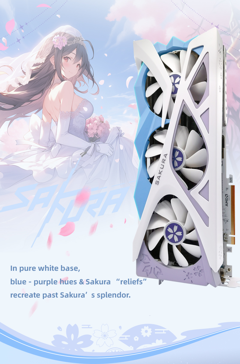 Yeston Sakura Radeon RX 9070 16G GDDR6 256bit 4nm Desktop computer